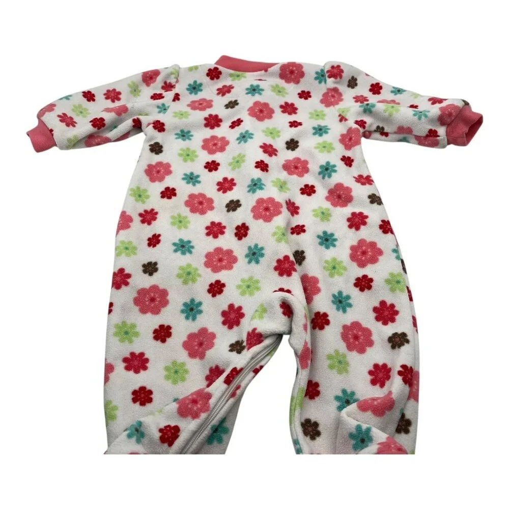 Carter's Footed Pajamas Girls 6 Months One Piece Floral Design Pink Accents